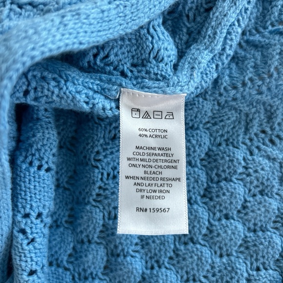 NWT Willow & Wind crochet knit Cardigan women’s Medium Light Blue cottagecore - Picture 4 of 6